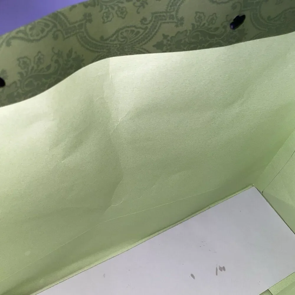 Gucci Green Equilibrium Paper Shopping Gift Bag Wrapping Holiday Logo Handles